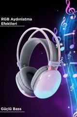 Bluetooth Kulaklık Kulak Üstü Rgb Işıklı Kablosuz Kulaklık HD40 Mor