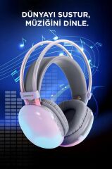 Torima HD-40 Mor Kablosuz RGB Işıklı Kulak Üstü Bluetooth Kulaklık