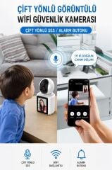 Bebek Kamerası Monitörlü 360 Derece Dönebilen Full Hd Smart Ip Güvenlik Kamerası CMR11 Beyaz