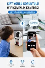 Bebek Kamerası Monitörlü 360 Derece Dönebilen Full Hd Smart Ip Güvenlik Kamerası CMR11 Beyaz