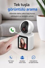Bebek Kamerası Monitörlü 360 Derece Dönebilen Full Hd Smart Ip Güvenlik Kamerası CMR11 Beyaz