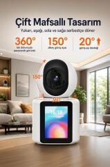 Bebek Kamerası Monitörlü 360 Derece Dönebilen Full Hd Smart Ip Güvenlik Kamerası CMR11 Beyaz
