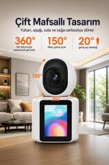 Bebek Kamerası Monitörlü 360 Derece Dönebilen Full Hd Smart Ip Güvenlik Kamerası CMR11 Beyaz