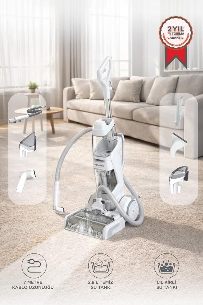 Halı ve Koltuk Yıkama Temizleme Leke Çıkartma Makinesi 800W DHY1000 Beyaz