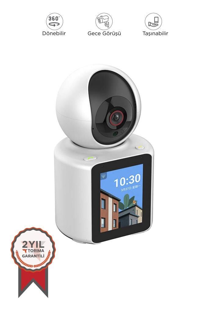 Bebek Kamerası Monitörlü 360 Derece Dönebilen Full Hd Smart Ip Güvenlik Kamerası CMR11 Beyaz