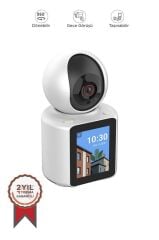 Bebek Kamerası Monitörlü 360 Derece Dönebilen Full Hd Smart Ip Güvenlik Kamerası CMR11 Beyaz