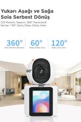Bebek Kamerası Monitörlü 360 Derece Dönebilen Full Hd Smart Ip Güvenlik Kamerası CMR11 Beyaz
