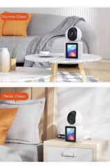 Bebek Kamerası Monitörlü 360 Derece Dönebilen Full Hd Smart Ip Güvenlik Kamerası CMR11 Beyaz