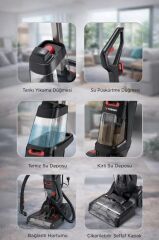 Halı ve Koltuk Yıkama Temizleme Leke Çıkartma Makinesi 800W DHY1000 Siyah
