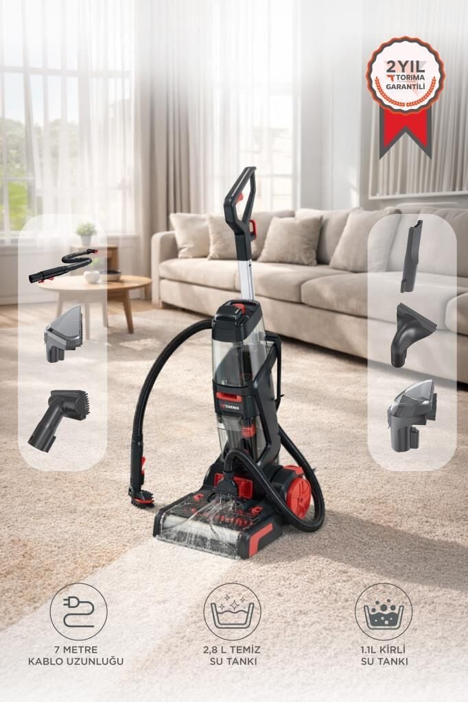 Torima Halı ve Koltuk Yıkama Temizleme Leke Çıkartma Makinesi 800W DHY1000 Siyah