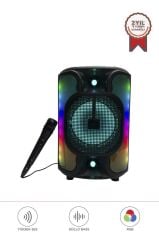 Torima KTS-1766 Siyah 8 inc Mikrofonlu RGB Ledli Taşınabilir Bluetooth Hoparlör Parti Speaker