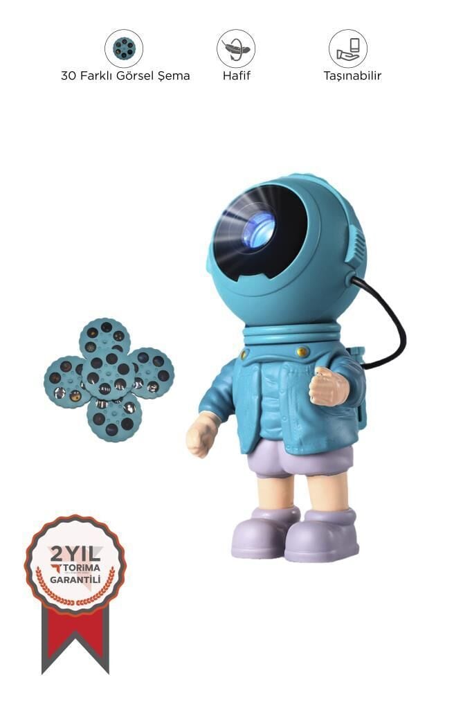 Astronot Projektör Star Gökyüzü Kumandalı Aydınlatma Gece Lambası LW37 Mavi