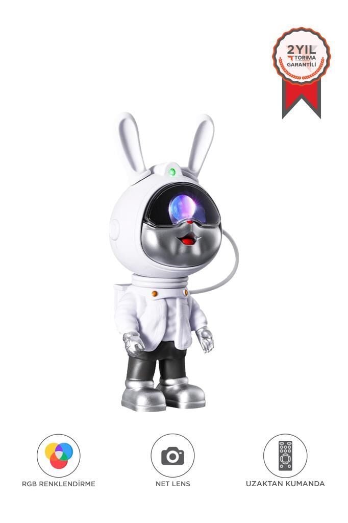 Astronot Projektör Galaxy Star Kumandalı Samanyolu Aydınlatma Gece Lambası LW39 Beyaz