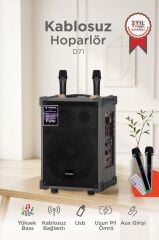 Bluetooth Hoparlör Çift Mikrofonlu Kablosuz Speaker D71 Kahverengi