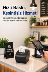 Termal Yazıcı Adisyon Fiş Barkod Etiket Pazaryeri Uyumlu TRP-838X Siyah
