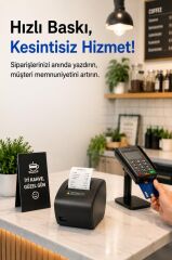 Termal Yazıcı Adisyon Fiş Barkod Etiket Pazaryeri Uyumlu TRP-838X Siyah