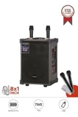 Torima D71 Profesyonel Çift  Mikrofonlu BT Kablosuz Hoparlör Bass Ses Kutusu Speaker