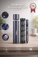 Şarjlı Hassas Tornavida Seti 60 Parça Type C Şarjlı Led Işıklı Mıknatıslı Alüminyum Kasa TTS03 Siyah