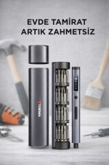 Şarjlı Hassas Tornavida Seti 60 Parça Type C Şarjlı Led Işıklı Mıknatıslı Alüminyum Kasa TTS03 Siyah