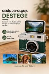 Mini Dijital Kamera 2K Flip Ekranlı Selfie Video Vlog Kamerası CMR49 Koyu Yeşil