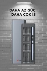 Şarjlı Hassas Tornavida Seti 48 Parça Type-C Şarjlı Led Işıklı Mıknatıslı Alüminyum Kasa TTS04 Gri