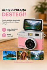 Mini Dijital Kamera 2K Flip Ekranlı Selfie Video Vlog Kamerası CMR49 Pembe