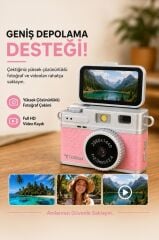 Mini Dijital Kamera 2K Flip Ekranlı Selfie Video Vlog Kamerası CMR49 Pembe