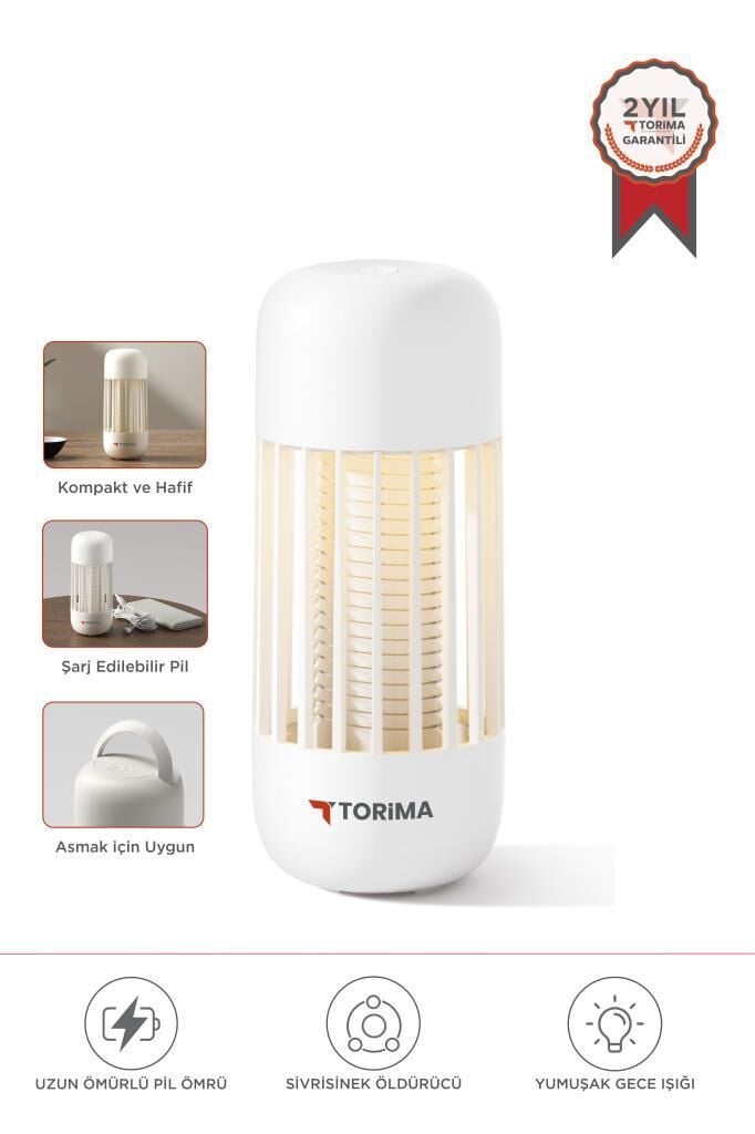 Torima SSK-11 Beyaz Şarjlı Uv Işıklı Elektrikli Sivrisinek Öldürücü Lamba Sinek Kovucu Sineksavar