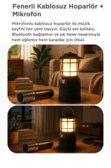 Bluetooth Hoparlör Mikrofonlu Nostaljik Fener Tasarımlı Speaker SD08 Siyah