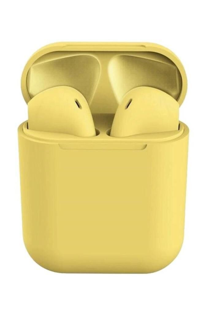 Bluetooth Kulaklık Stereo Kulak İçi Kablosuz Kulaklık Pop Up i12 Inpods Mat Sarı