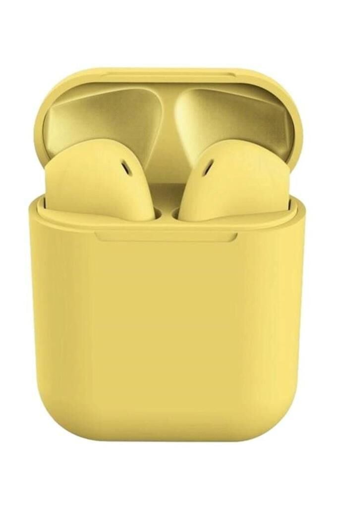 Bluetooth Kulaklık Stereo Kulak İçi Kablosuz Kulaklık Pop Up i12 Inpods Mat Sarı