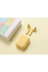 Bluetooth Kulaklık Stereo Kulak İçi Kablosuz Kulaklık Pop Up i12 Inpods Mat Sarı