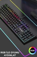 TK-05 Kablolu Mekanik Blue Switch Rgb Işıklı Gaming Klavye Siyah