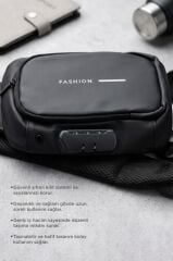 Omuz Çantası Şifreli Usb Şarjlı Günlük Çanta 88039 Siyah