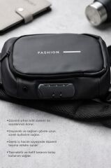 Omuz Çantası Şifreli Usb Şarjlı Günlük Çanta 88039 Siyah