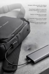 Omuz Çantası Şifreli Usb Şarjlı Günlük Çanta 88039 Siyah