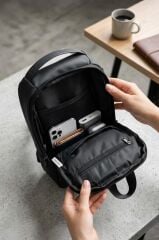 Omuz Çantası Şifreli Usb Şarjlı Günlük Çanta 88039 Siyah