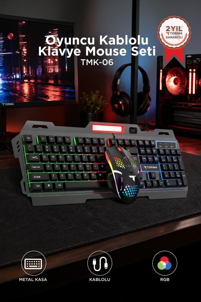 Torima TMK-06 Gaming Rgb Işıklı Kablolu Q Klavye ve Mouse Seti Siyah