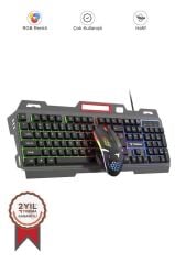 Oyuncu Rgb Işıklı Kablolu Q Klavye Ve Mouse Seti TMK06 Siyah