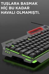 Oyuncu Rgb Işıklı Kablolu Q Klavye Ve Mouse Seti TMK06 Siyah