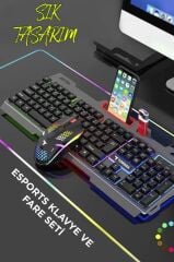 Oyuncu Rgb Işıklı Kablolu Q Klavye Ve Mouse Seti TMK06 Siyah