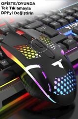 Oyuncu Rgb Işıklı Kablolu Q Klavye Ve Mouse Seti TMK06 Siyah