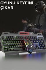 Oyuncu Rgb Işıklı Kablolu Q Klavye Ve Mouse Seti TMK06 Siyah