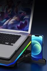 Laptop Soğutucu Ayarlanabilir Rgb Dizüstü Bilgisayar Soğutma Fanı CF04 Siyah