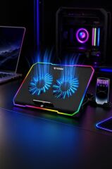 Laptop Soğutucu Ayarlanabilir Rgb Dizüstü Bilgisayar Soğutma Fanı CF04 Siyah