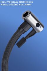 Araç Hava Kompresörü Akıllı Dijital Ekranlı Taşınabilir Oto Kompresörü ZC001 Siyah