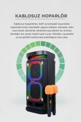 Bluetooth Hoparlör Karaoke Mikrofonlu Rgb Işıklı Speaker BTS1989 Siyah