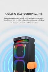 Bluetooth Hoparlör Karaoke Mikrofonlu Rgb Işıklı Speaker BTS1989 Siyah