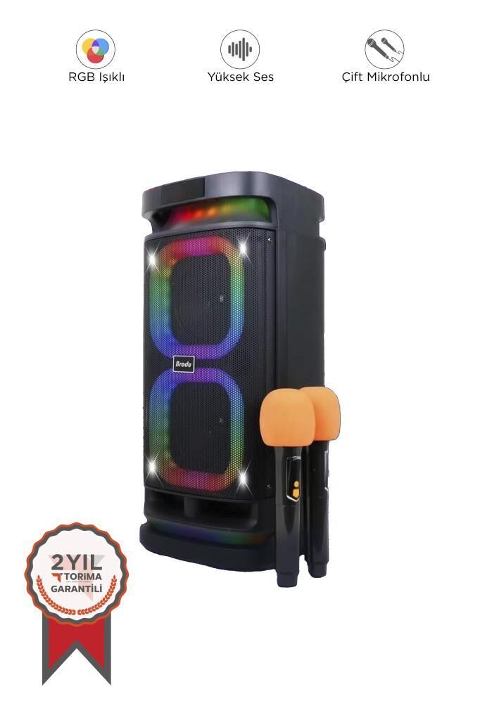 Bluetooth Hoparlör Karaoke Mikrofonlu Rgb Işıklı Speaker BTS1989 Siyah
