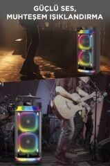 Bluetooth Hoparlör Karaoke Mikrofonlu Rgb Işıklı Speaker BTS1989 Siyah